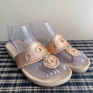 Jack Rogers Jacks Comfort Thong Sandals Rose Gold Women’s Cork Size 6 Nice #465